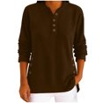 thumbnail image 3 of ClodeEU Women's Corduroy V Neck Button Down Shirt,Loose Cute T Shirts Tops Coffee,Womens Plus XXL, 3 of 8