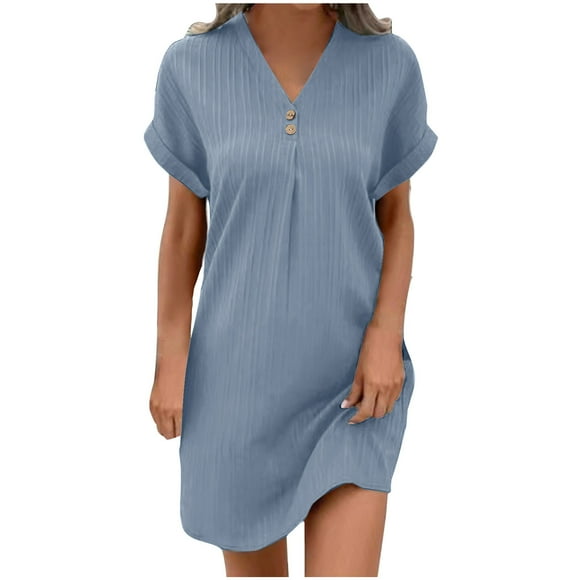 UPPADA Women's Summer Midi Dress Short Sleeve Ruffle Floral Print Sundress Deep V Neck High Waist Short Flowy Maxi Dress Casual Holiday Dresses Sundress,Short Sleeve Midi Dress Women Blue,XXL