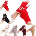thumbnail image 2 of Women Fingerless Gloves Knitted Solid Color Half Finger Mittens Computer Gloves, 2 of 10