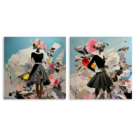 Stupell Industries Glam Fashion Figure Pose People Painting Wrapped Canvas Art Print Wall Art, 17 x 17, Set of 2