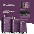 thumbnail image 6 of 3 Piece Luggage Set, Durable Lightweight Expandable Suitcase with Noise-free Spinner Wheels, TSA Lock & Side Hook, 21"/25"/29"PC Hardshell Storage Case for Travel Vacation, Dark Purple, 6 of 9