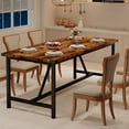 thumbnail image 3 of Kojooin Dining Table for 6 with Corner Iron Protectior, 71Inch Rectangular Wood Kitchen Table with H-Heavy Duty Metal Legs, Industrial Dining Table for Dining Room, 3 of 8