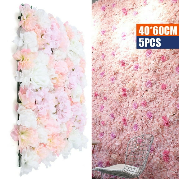 5 Pcs 40*60cm Artificial Flower Wall Hydrangea Panel Bouquet Wedding Party Decor