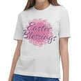 thumbnail image 5 of Easter Day Rabbit Patterns Graphic Summer Short Sleeve Tops For Women and Men Casual Crew Neck T-Shirts, White, 5 of 15