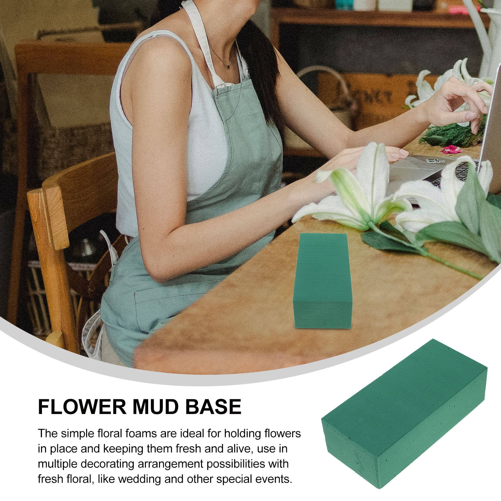 ETHZZLE Green Floral Foam, Eco-Friendly, Reinforced Design, Perfect for Wedding and Special Events 6Pcs