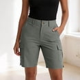 thumbnail image 2 of HappyYEE Women’s Hiking Shorts Button Waist Straight Leg Cargo Shorts with Multi-pocket Loose Fits Summer Outdoor Workout Sport Short ,Gray,XL, 2 of 7