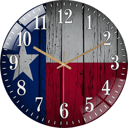 12 Inch American Red Blue White Star Glass Wall Clock for Office Room, Living Room, Bedroom Or Kitchen Style 12×12inch(30×30cm)