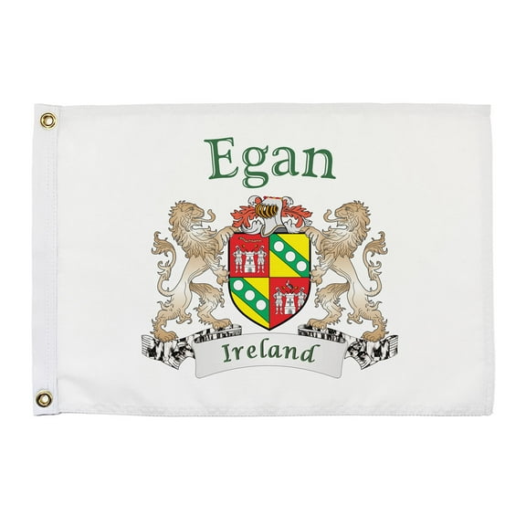 Egan Irish Coat of Arms Small White Flag - 16"x10.5" inches