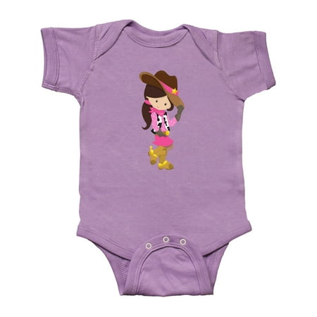 

Inktastic Cowboy Girl Girl With Cowboy Hat Brown Hair Gift Baby Girl Bodysuit
