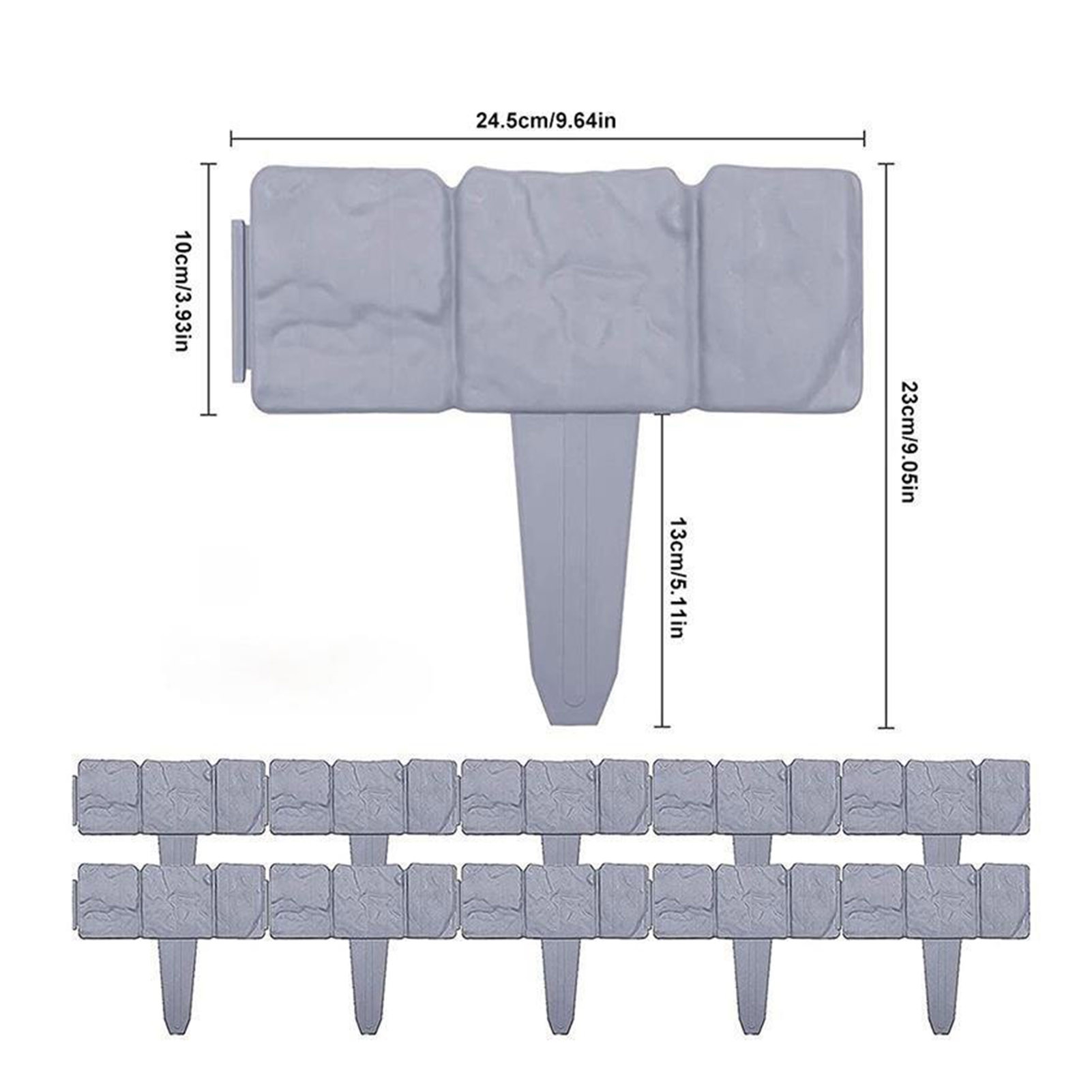 Hyasfey 20 Pcs Garden Edging Border All-weather No Dig Lawn Edging Border Flexible Interlocking Landscape Fence Border for Outdoor Yard Walkway