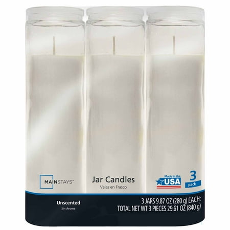 Long Burning Emergency Candles - Mainstays Utility Jars, Unscented White, 3-Pack