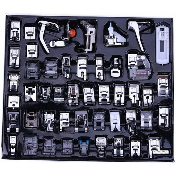 Kit de pies prensatelas para máquina de coser, multifuncional para máquina de coser doméstica, accesorios para piezas de pie para dobladillo, juego de 48 piezas para Brother Singer Sincero Electrónica