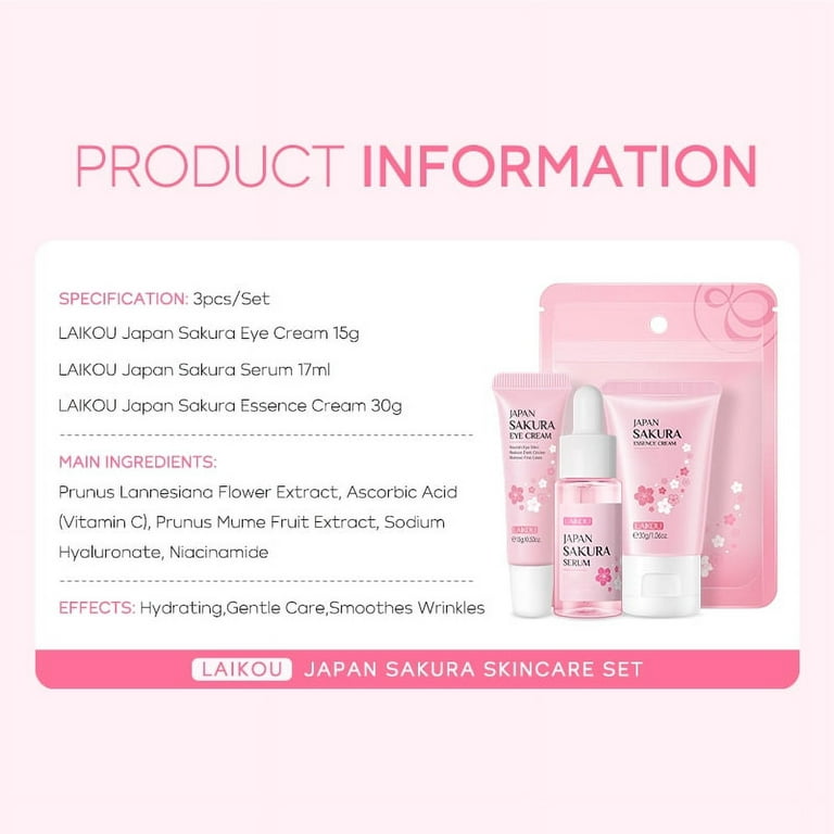 Skin Care Set - Women Gift Sets - Sakura Skin Care Sets & Kits - Gift Set  with Cleanser,Toner,Serum,Eye Cream,essence Serum - Beauty Products For