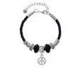 thumbnail image 2 of Delight Jewelry Silvertone Peace Sign Middle Sister Celtic Knot Leather Bead Bracelet, 7"+2" Extender, 2 of 4