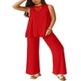 thumbnail image 2 of LYMAYTER S-2XL Women Casual Sets Solid Color Loose Suits Comfy Tank Breathable 2-Piece Vacation Outfits, 2 of 9