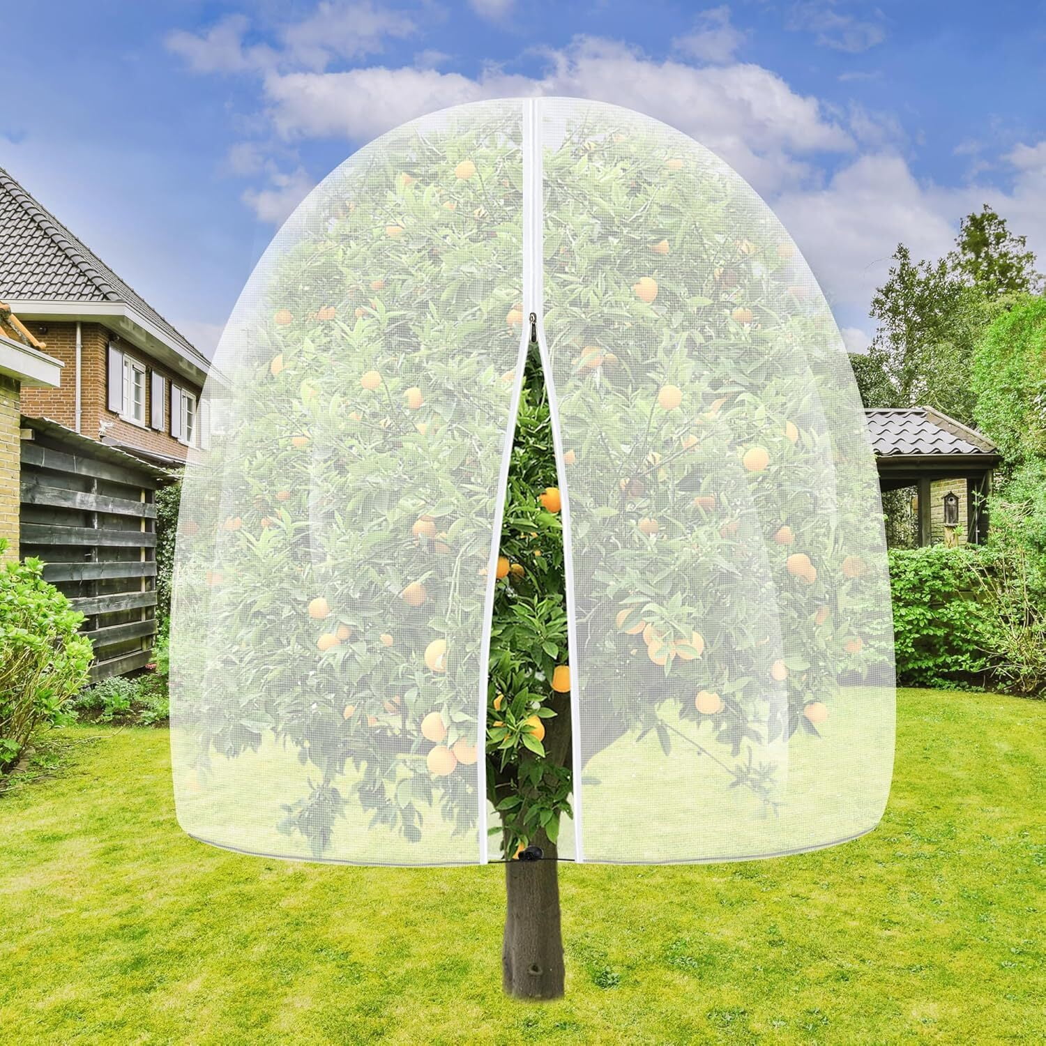LQQBOX 9.84x9.84 FT Fruit Trees Netting with Zipper,Large Tree Nets for Fruit Trees with Drawstring, Plant Garden Insect Bird Netting Pest Barrier for Peach Cherry Apple to Prevent Cicadas Bird,1Pack