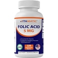 thumbnail image 1 of Suplemento de ácido fólico vitamático 5 mg (5000 mcg) 120 tabletas, 1 of 5