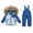 Blue, variant on Gshsefon 1-8T Toddler Boys Girls Striped Thick Down Jacket and Snow Pants Waterproof Ski Sets