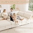 thumbnail image 5 of Chalantevo 128" Modular Sectional Sleeper Sofa Bed with Storage & Washable Covers,10-Seater Chenille,Movable Ottoman,for Living Room,Blue, 5 of 8