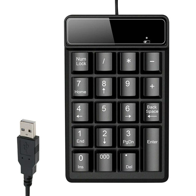 Small-size USB Wired Numeric Keypad 19 Keys Digital Keyboard For Laptop Notebook Tablets