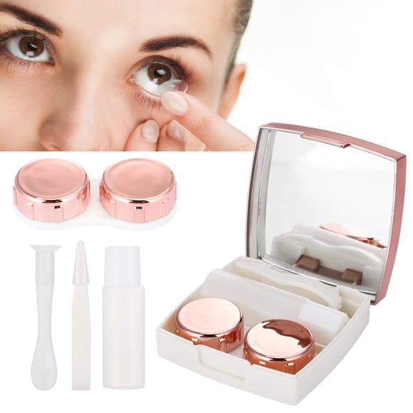 Peahefy Mini Contact Lens Holder Eye Care Lenses Container Case Portable Mirror Box , Mirror Lens Case, Mini Contact Lens Box