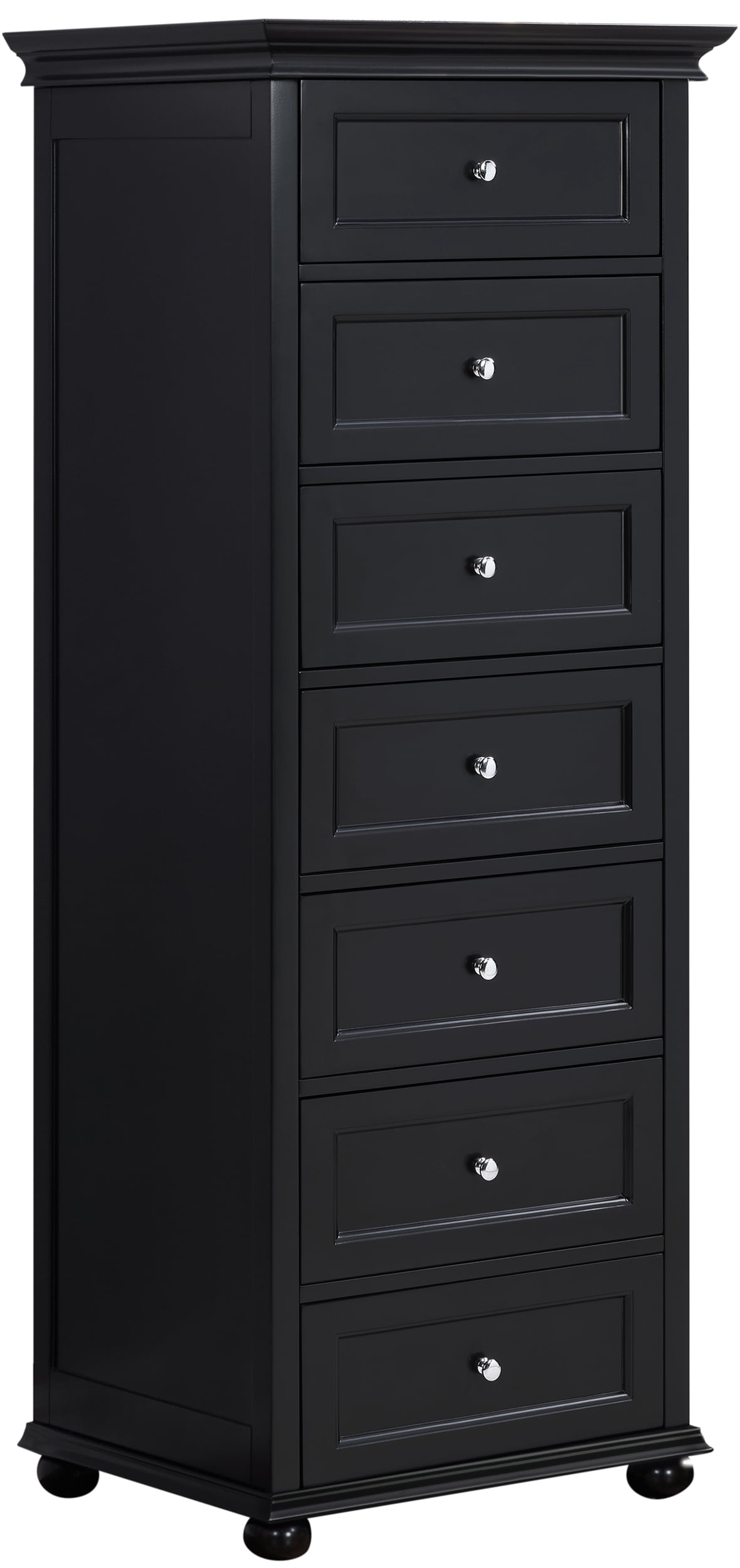 BOUQUETYZ Tall Skinny Black Dresser with 7-Drawer, Tall Narrow Chest of Drawers for Bedroom, Solid Wood Legs & Silent Metal Glides, 52" H