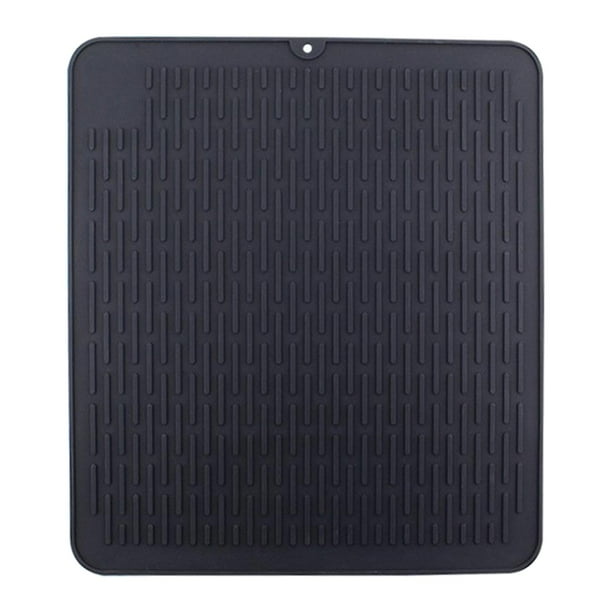 Soporte de silicona para escurrir platos y utensilios con aislamiento térmico Tapete de Secado Negro 45*40*0.5cm
