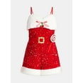 thumbnail image 5 of No Boundaries Christmas Santa Romper with Faux Fur Trim, Women’s, 5 of 5