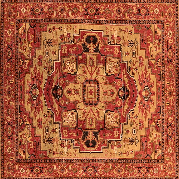 Ahgly Company Indoor Square Oriental Orange Industrial Area Rugs, 4' Square
