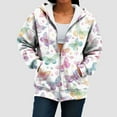 thumbnail image 5 of idosla Womens Zip Up Hoodies Oversized Sweatshirts Drawstring School Butterfly Printed Outfits Casual Jackets 2025 Clothes (Pink, S), 5 of 7