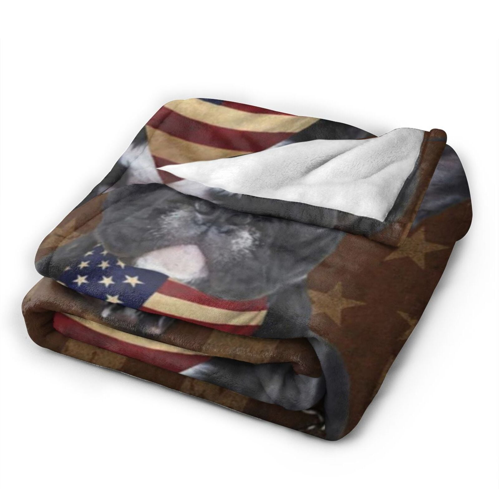 Wijzvio French Bulldog Dog With Vintage American Flag Throw Blanket Soft Fuzzy Fleece Blanket For Couch Bed Living Room Decoration 50"X40"