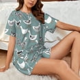 thumbnail image 4 of Fuzoiu cartoon geese Print Women's Short-Sleeved Pajama Set,Lounge Sleepwear Set,Womens Pajama Sets 2 Piece,Button-Up Top and Shorts with Pockets-Medium, 4 of 6