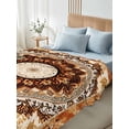 thumbnail image 4 of Boho Leaf Twim XL Size Flat Sheet, Wrinkleproof & Fadeproof Cooling Flat Bed Sheet Only, Orange Rustic Tribal Patterns Ethnic Bohemian Breathable Soft Bedding Top Sheets 66 x 102 Inches, 4 of 8
