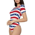 thumbnail image 2 of The Xecao American Patriotic Stars And Stripes Women's Crew Neck Body Suit, a short-sleeved bodysuit and basic swimsuit, both comfort and style for dating and daily life, 2 of 9