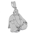 thumbnail image 2 of Men's Real Sterling Silver Simulated Diamond Buddha Pendant Meditation Charm 2'', 2 of 6