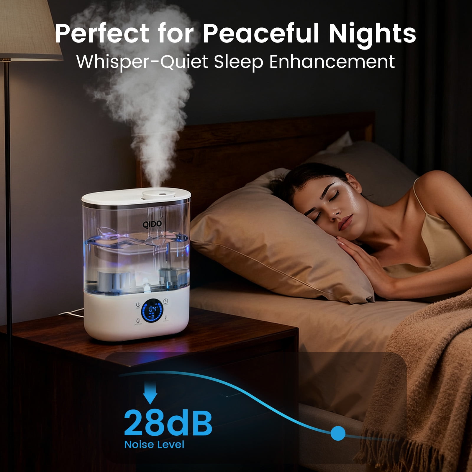 LUCKLIFE Smart Humidifiers for Bedroom,5L Top Fill Cool Mist & 36H Runtime Ultrasonic Humidifier,Quiet 28dB Essential Oil Diffuser for Baby & Plants, White