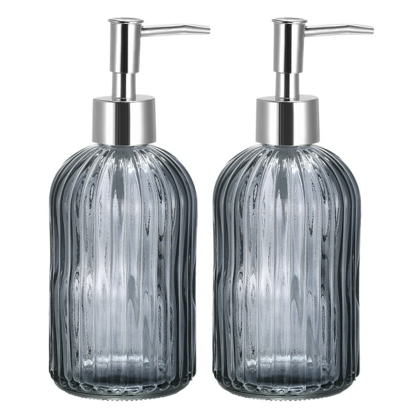 Dispensadores de jabón Unique Bargains Juego de 2 vidrio 13.5 oz gris