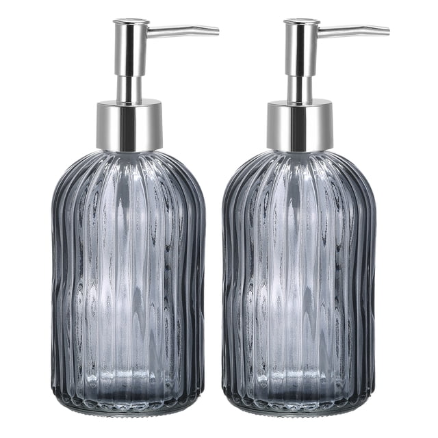 Dispensadores de jabón Unique Bargains Juego de 2 vidrio 13.5 oz gris