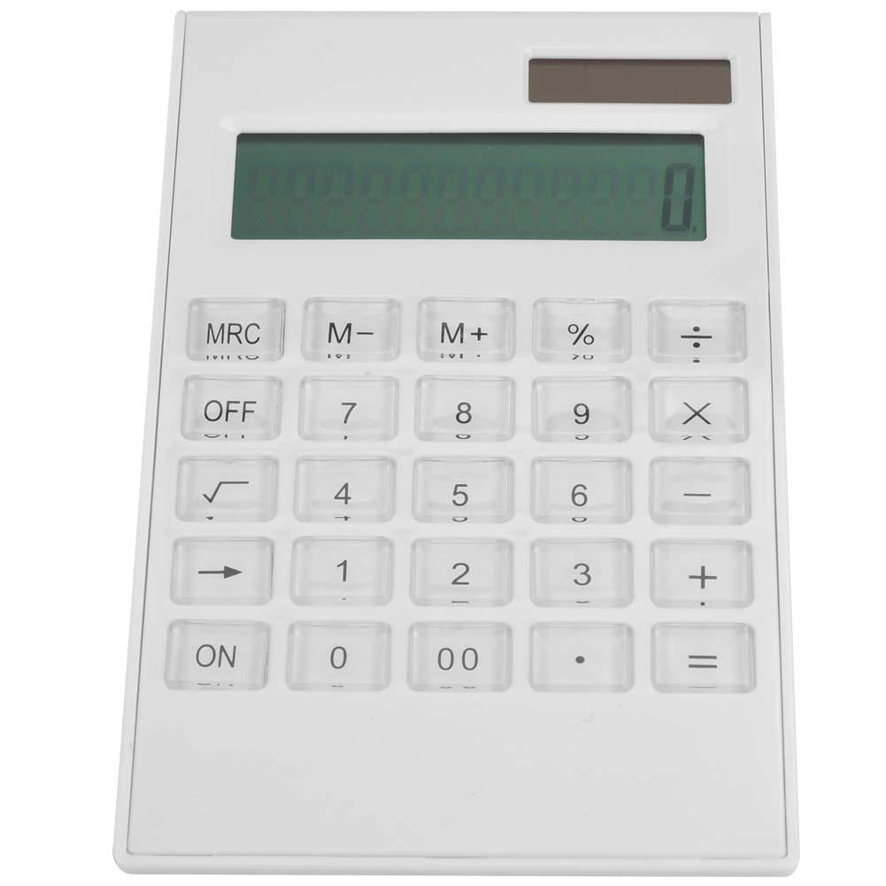 LYUMO 12 Digits Calculator,Solar Calculator, Student Scientific Desktop Solar and Battery Dual Powered White Calculator with Crystal Button
