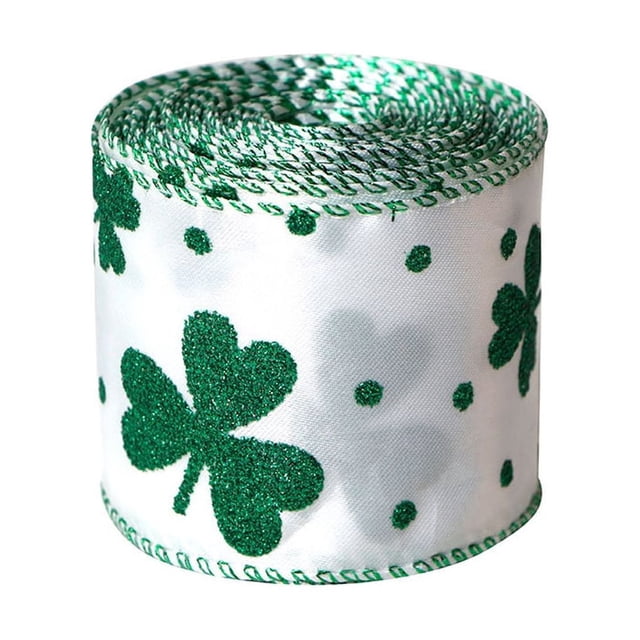 Cateissary Cintas para el Día de San Patricio, papel de regalo con patrón de hojas, cinta con cable artesanal, accesorios de decoración para Type3 NO3