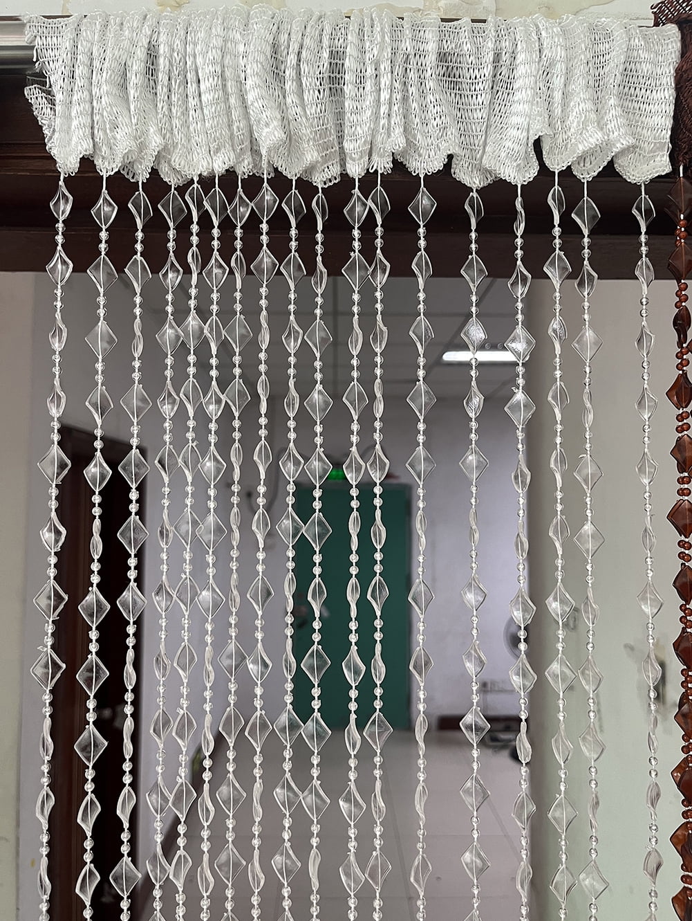 ZiDeTang Acrylic Maple Leaves Diamond Décor Beaded Door Curtain String Doorway Room Divider Window Tassel Blind Screen Panel (39.3"x76.7",Clear)