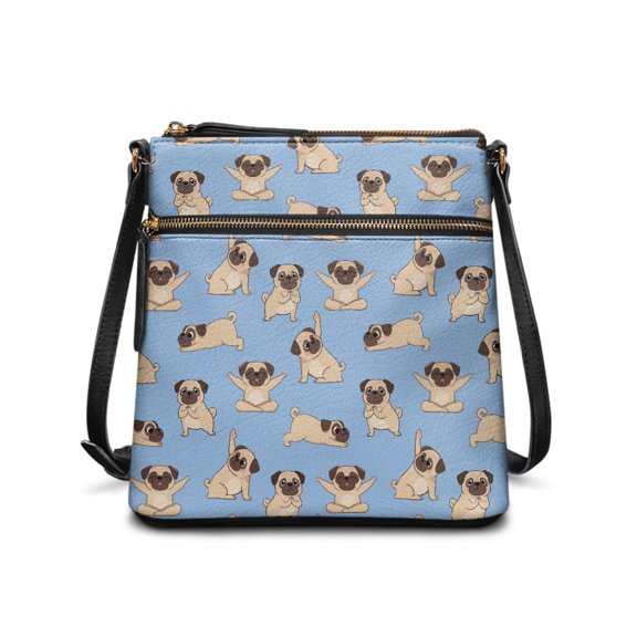 HELLHERO Waterproof Purse for Daily Storage Travel, Durable Fashion Women's Shoulder Bag, Blue Pug Cover