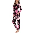 thumbnail image 2 of Renewold Holiday Long Sleeve Pajamas for Women 2 Pieces Valentine's Day Sweatshirt Sweatpants Set Pink Hearts Breathable Crew Neck Loungewear Pjs Size 2XL, 2 of 4
