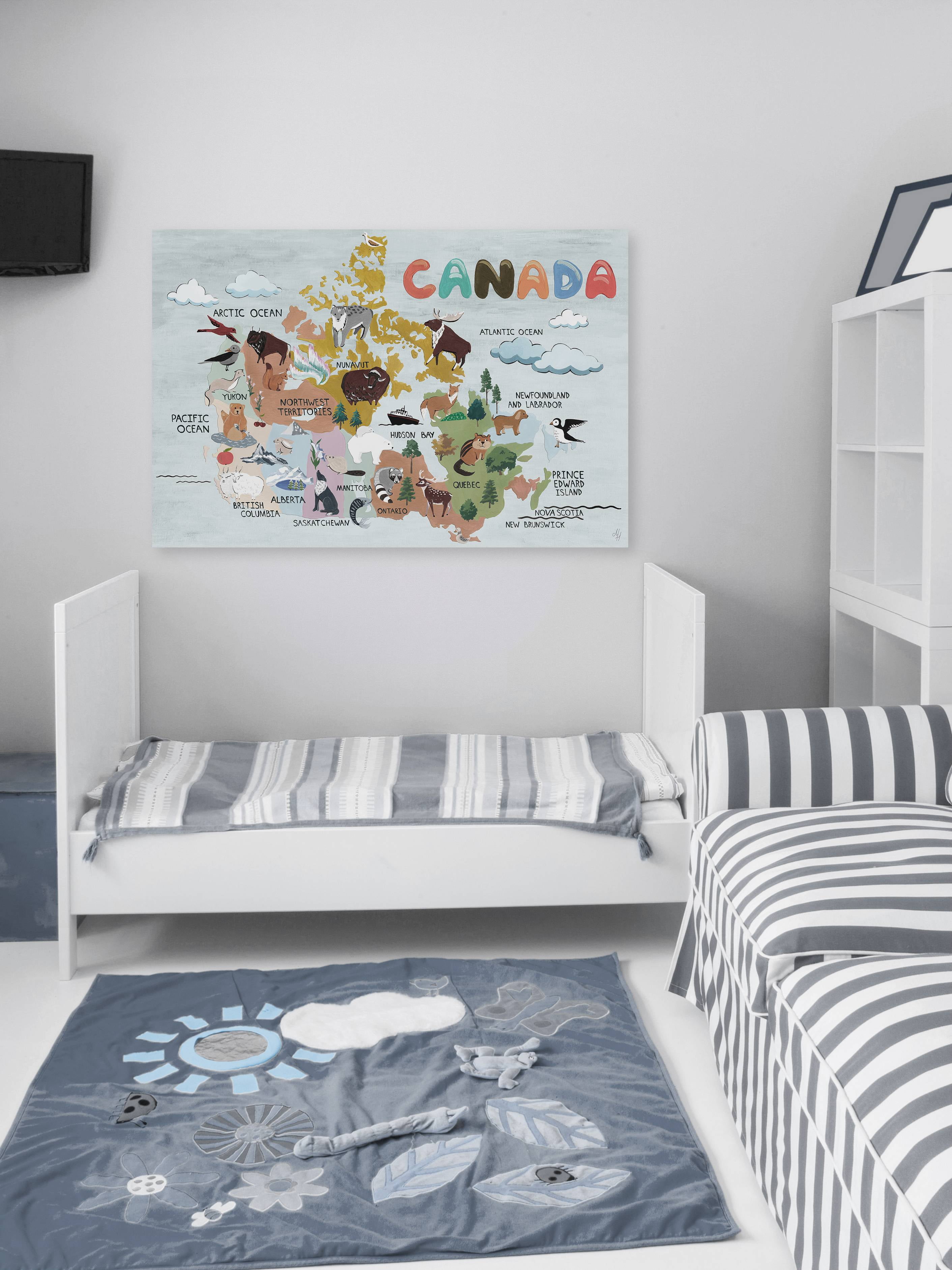 Marmont Hill Cloudy Canadian Map Canvas Wall Art
