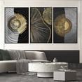 thumbnail image 2 of Black Gold Rough Organic Texture of Tree Rings Canvas Abstract Poster Wall Art Pictures Circle Line Paintings For Living Room50 x 70 cm (without frame),5, 2 of 6