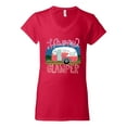 thumbnail image 3 of Happy Glamper | Fancy Camping Camper Van Caravan | Nature Lover Womenâ€™s Standard V-Neck Tee, Red, L, 3 of 5