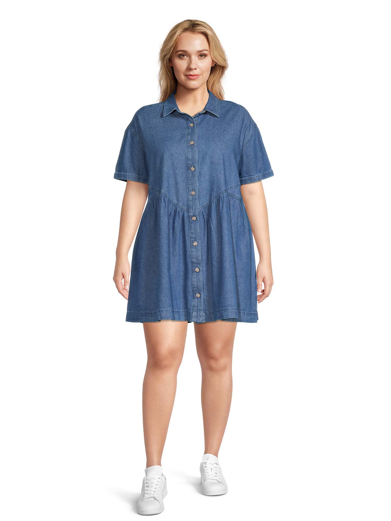Terra & Sky Women's Plus Size Woven Shirt Dress