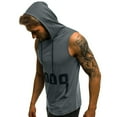 thumbnail image 3 of Mens Sweatshirts Hoodies Fitness Muscle Print Sleeveless Hooded Bodybuilding Pocket Tight-drying Tops, 3 of 7