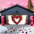 thumbnail image 3 of YaoZQ Valentine's Day Garage Door Banner, Romantic Red Rose Heart Wreath Mural, Polyester Large Backdrop Cover for Outdoor Home Garden Wall Decoration, 157.5x70.9 inch, 3 of 6