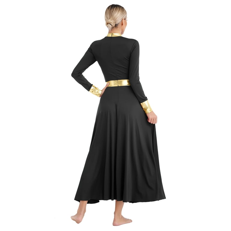 Miutii Women Metallic Gold Liturgical Praise Dance Dress Long Sleeve Lyrical Dancewear Church Worship Black L - Walmart.com Miutii Women Metallic Gold Liturgical Praise Dance Dress Long Sleeve Lyrical Dancewear Church Worship Black L - Walmart.com